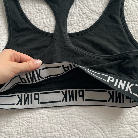PINK Black Racerback Sports Bra with Elastic Band - Picture 10 of 10